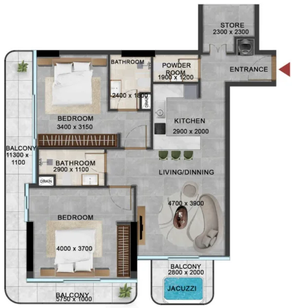 2.0 bedrooms apartments - Vivanti Residences by Meteora