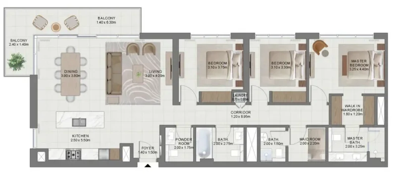 3.0 bedrooms apartments - Golf Hills 2
