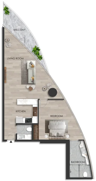 1.0 bedroom apartments - The Beach Residence