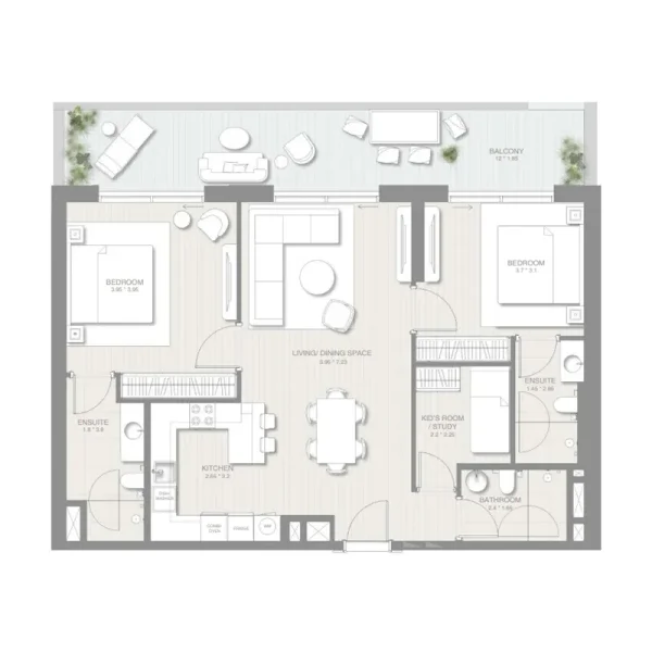 2.5 bedrooms apartments - Sol Levante