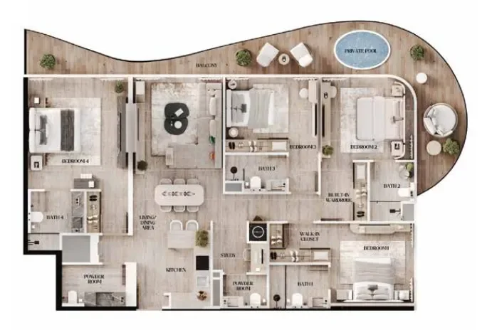 4.0 bedrooms penthouse - Agua Residences