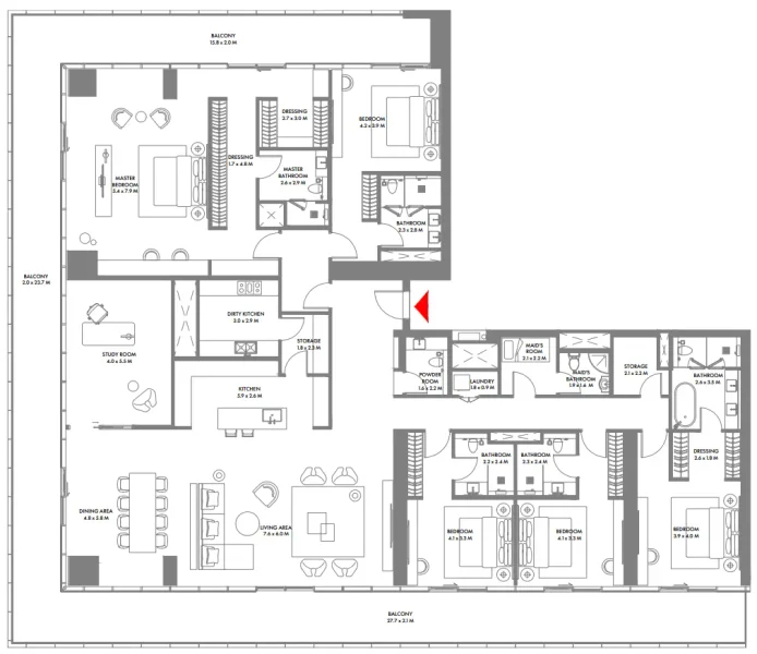 5.0 bedrooms penthouse - W The Residences by Arada