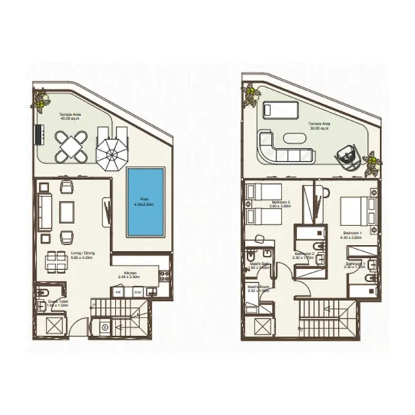 2.0 bedrooms duplex - Bab Al Qasr Sea View Residence 51