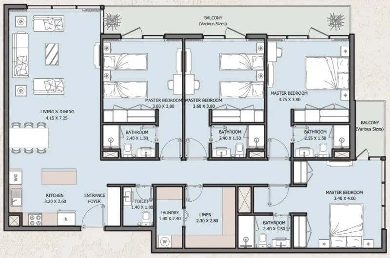 4.0 bedrooms apartments - Verdana Empire