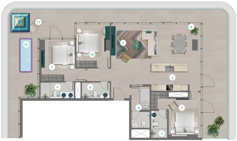 3.5 bedrooms apartments - Trio Isle