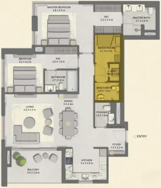 2.0 bedrooms apartments - Ghaf Woods Distrikt