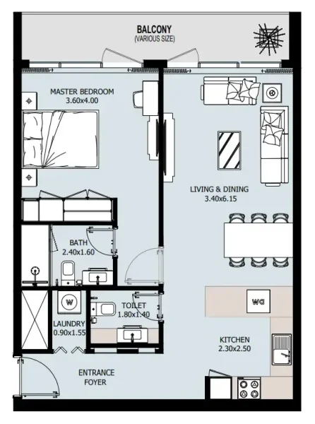 1.0 bedroom apartments - Verdana IX