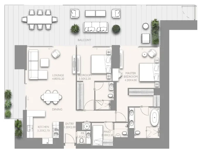 4.0 bedrooms apartments - Fairmont Residences Solara Tower