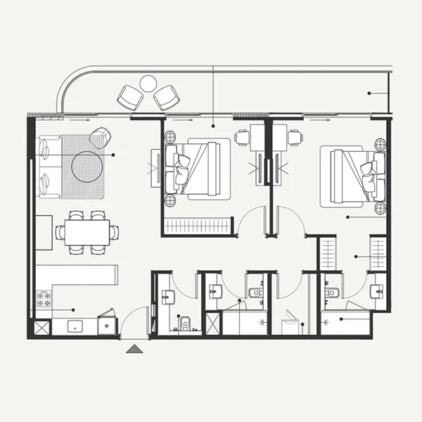 2 bedroom Apartments -  Azizi Ameer