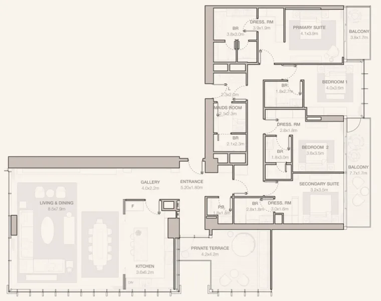 4.0 bedrooms apartments - Jumeirah Residences Emirates Towers