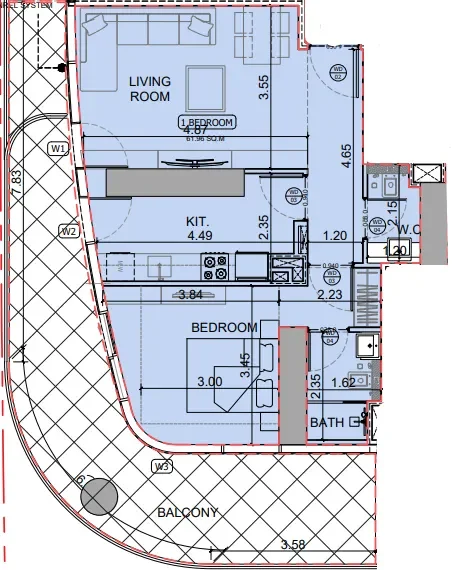 1.0 bedroom apartments - Binghatti Skyhall