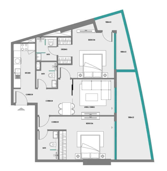 2.0 bedrooms apartments - Green Field