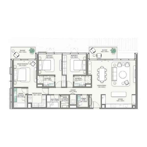 3.5 bedrooms apartments - Palm Central Private Residences