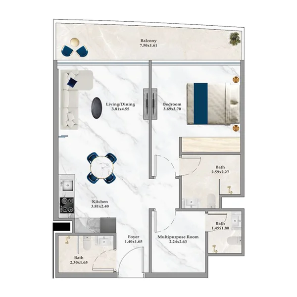 1,5 bedroom Apartments -  Aspirz