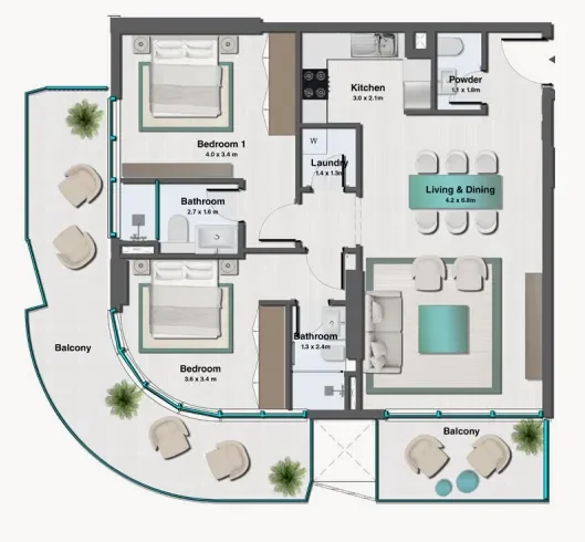 2.0 bedrooms apartments - Sereno Residences