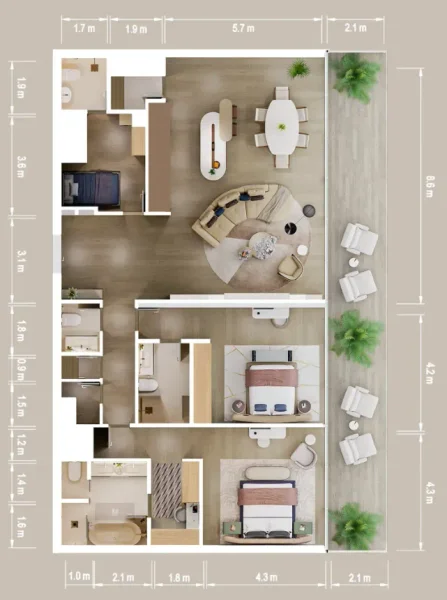 2.0 bedrooms apartments - Mandarin Oriental Residences