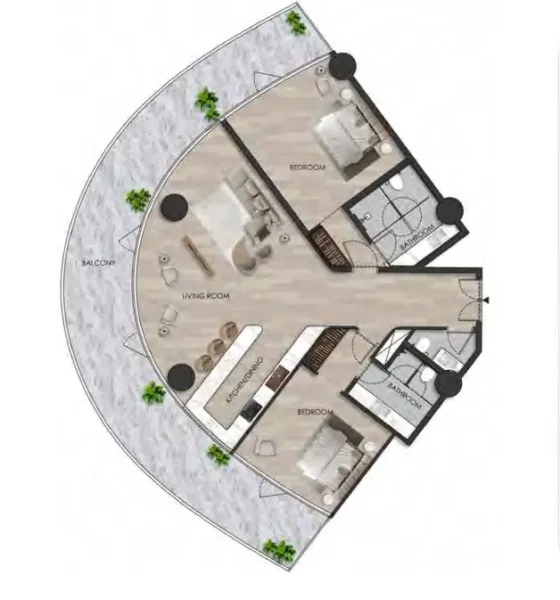 2.0 bedrooms apartments - The Beach Residence