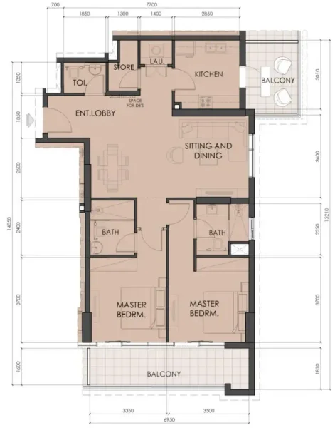 2.0 bedrooms apartments - Living Legends Phase 5