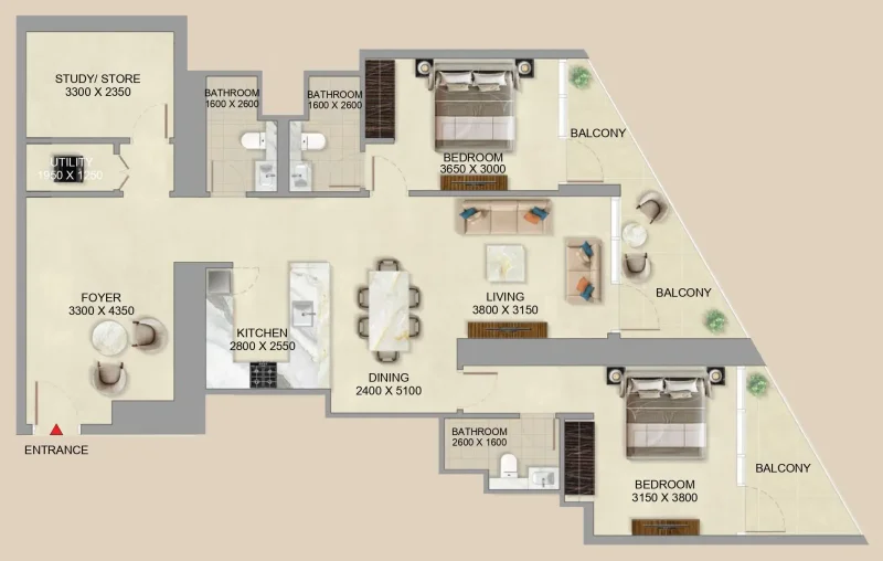 2.0 bedrooms apartments - Skyvue Altier