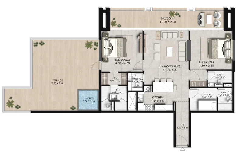 2.0 bedrooms apartments - Fairway Residences