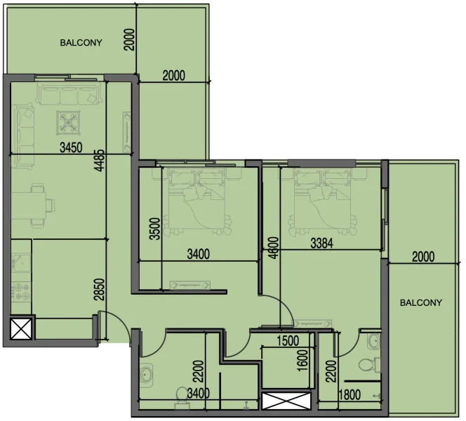 2.0 bedrooms apartments - Al Haseen Residences 3