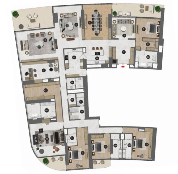 5.0 bedrooms apartments - Sobha Seahaven