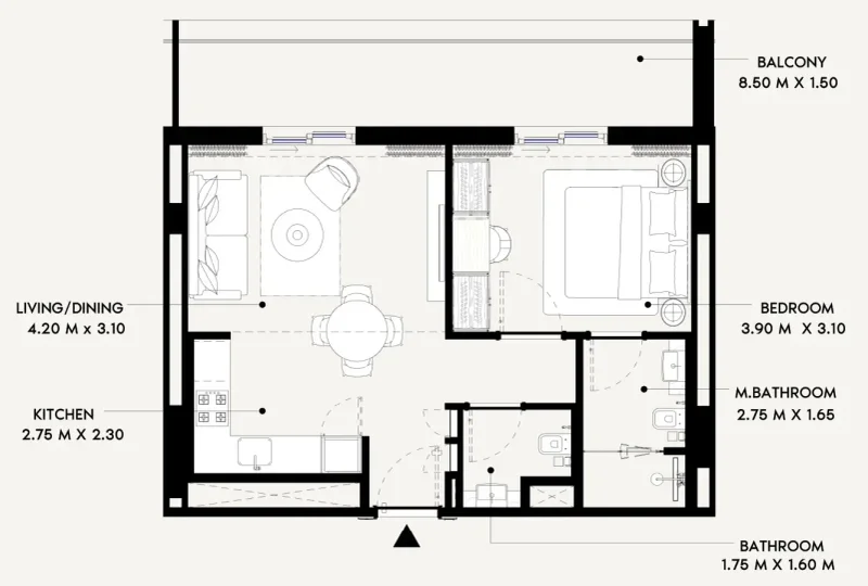 1.0 bedroom apartments - Azizi Lina