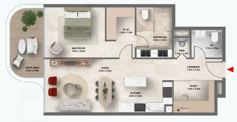1.0 bedroom apartments - The Tides