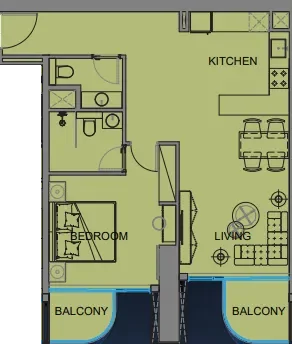 1.0 bedroom apartments - Guzel Towers