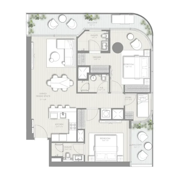 2.0 bedrooms apartments - Sol Luxe