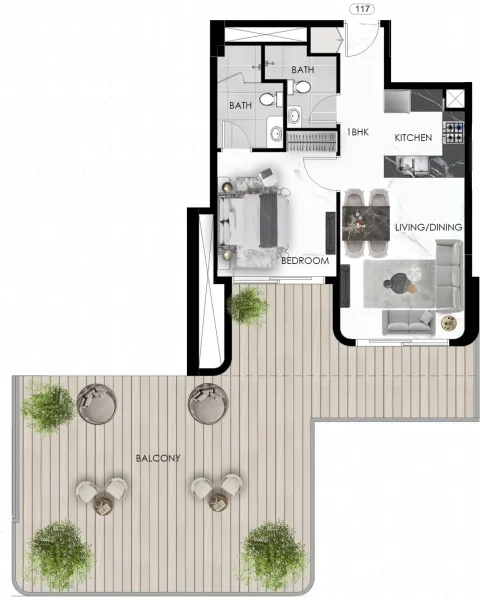 1.0 bedroom apartments - The Eighty Three