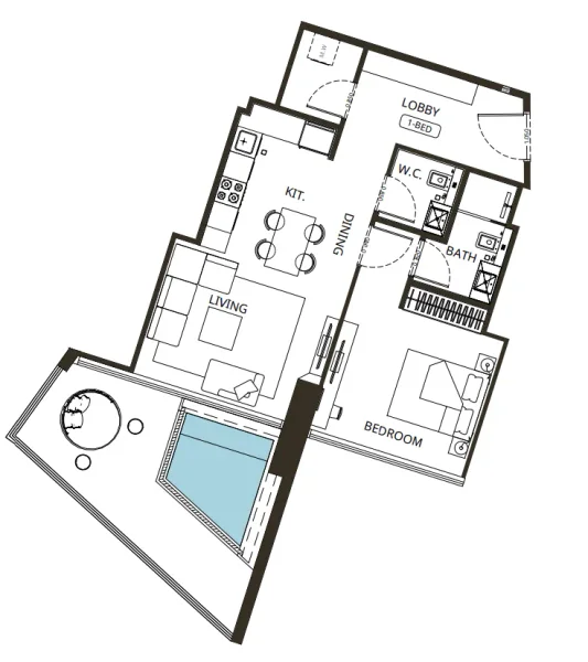 1.0 bedroom apartments - Binghatti Grove