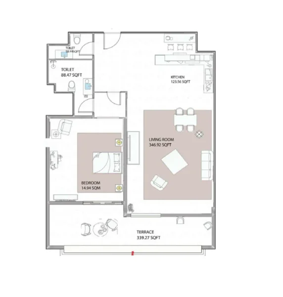 1.0 bedroom apartments - Ajman Creek Towers