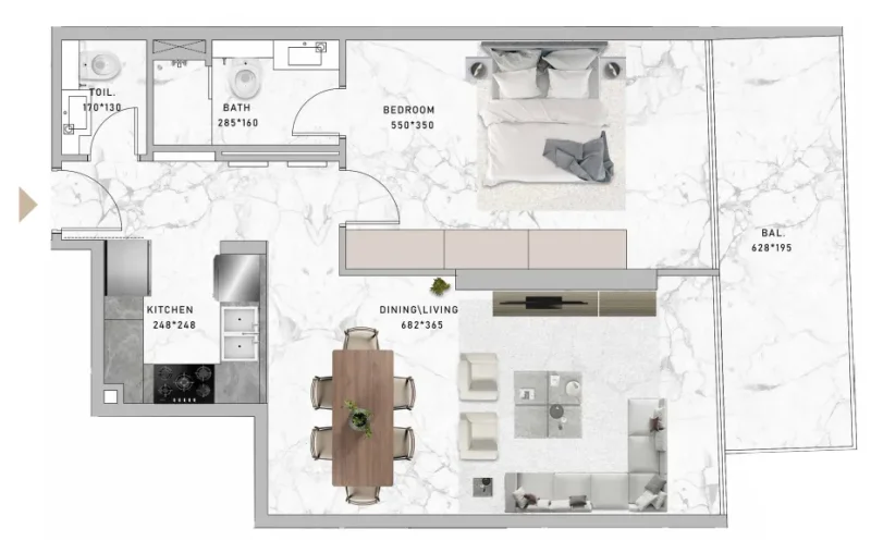 1.0 bedroom apartments - Al Serh Residences 11