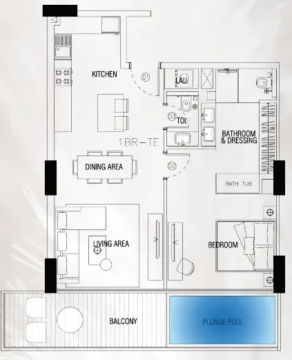 1.0 bedroom apartments - Sky Suites