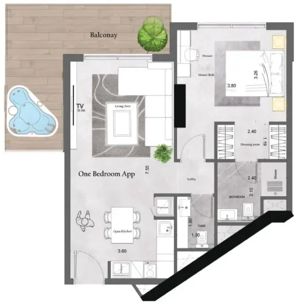 1.0 bedroom apartments - Saray Prime Residence