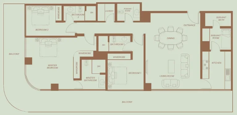 3.0 bedrooms apartments - Eden House The Park