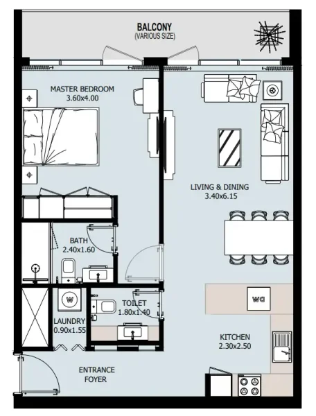 1.0 bedroom apartments - Verdana IX