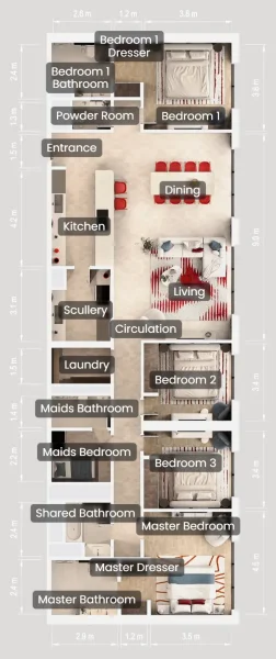 4.0 bedrooms penthouse - Rosso Bay Residences