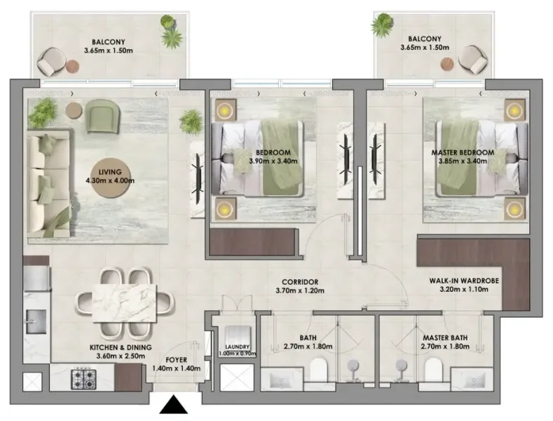 2.0 bedrooms apartments - Palace Residences Hillside
