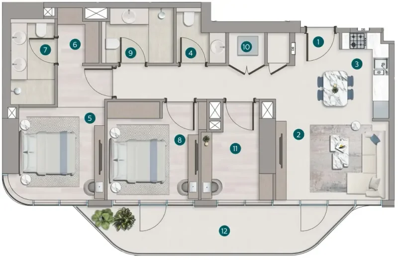 2.0 bedrooms apartments - Flora Shore Beachside Residences