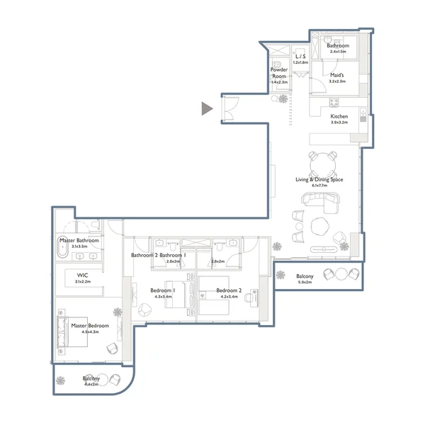 3 bedroom Apartments -  Serenia District West Residence