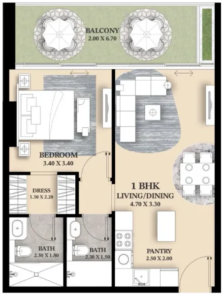 1.0 bedroom apartments - Ventana Residences