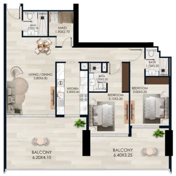 2.0 bedrooms apartments - Vista by Vision