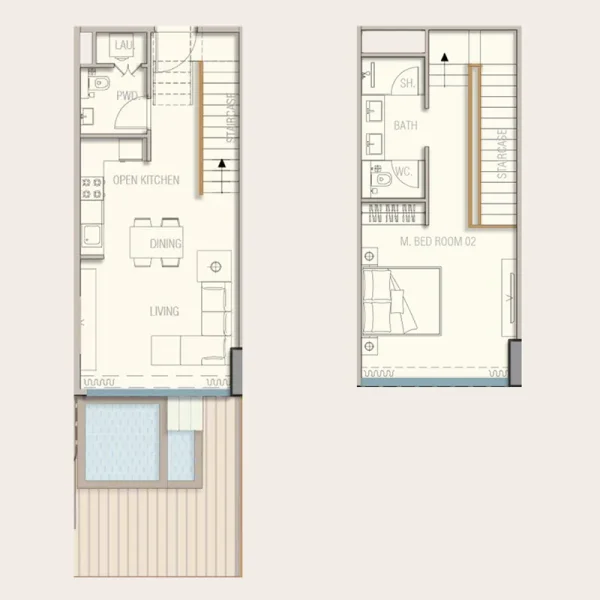 1.0 bedroom duplex - Aquora by Casa Vista Development