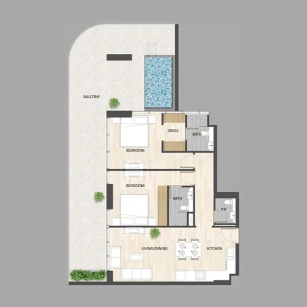 2.0 bedrooms apartments - Barari Palace