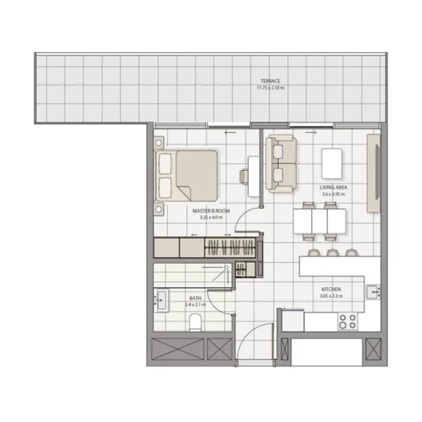 1.0 bedroom apartments - The Icon Tower