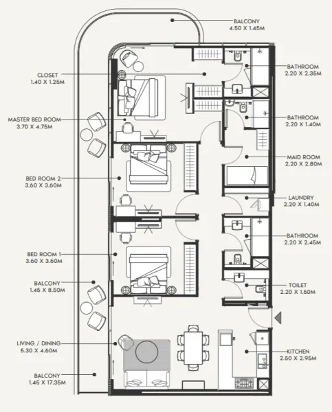 3.0 bedrooms apartments - Azizi Amir