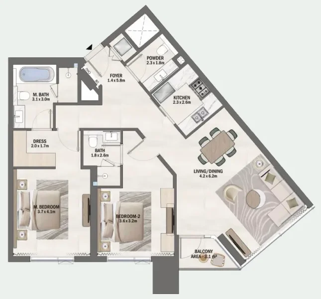 2.0 bedrooms apartments - Beachfront Gates