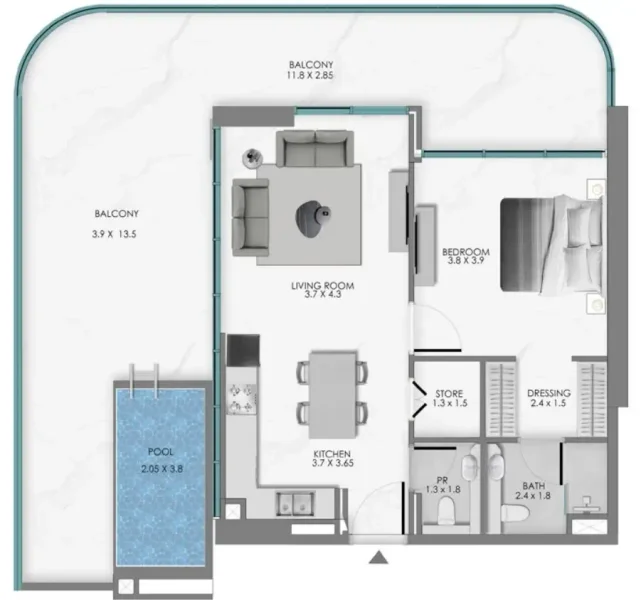 1.0 bedroom apartments - Samana Ocean Bay